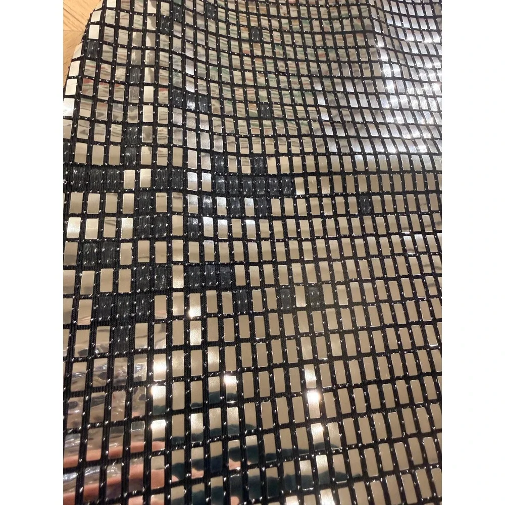 LE LIS Women Metallic Sequin Mini Skirt XS Silver Black Party Club‎ Y2K 90s